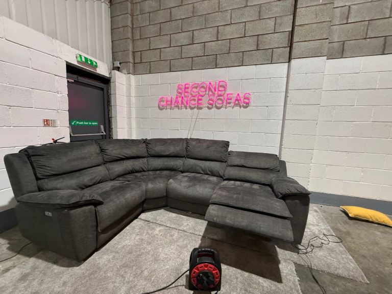 Grey double electric recliner corner sofa (with USB) from oak furniture land DELIVERY AVAILABLE 