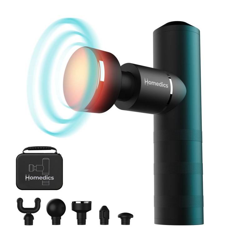 HoMedics MYTI Mini Massage Gun Portable Muscle Massager 5 Heads Heated - BRAND NEW