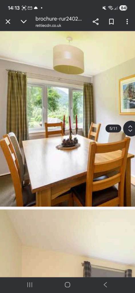 Oak table, chairs and swivel sofa