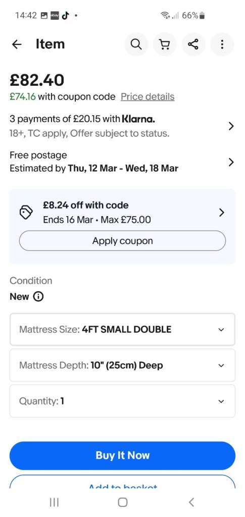 Small double matress (unused)