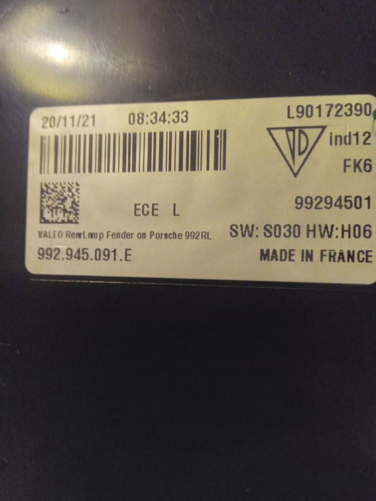 Porsche rear left light