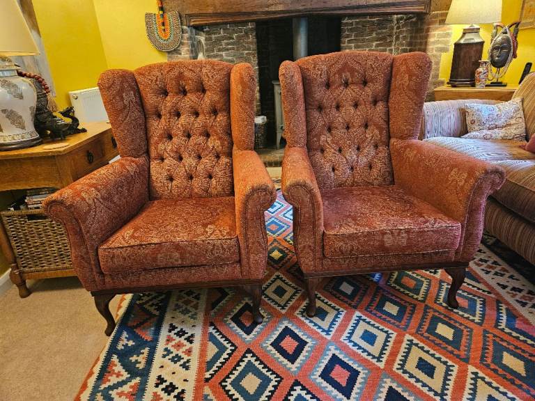 Pair of wingback chairs