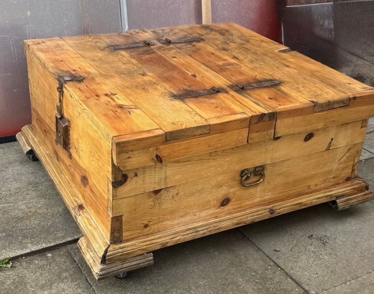 Rustic Wooden xl Chest table full storage 