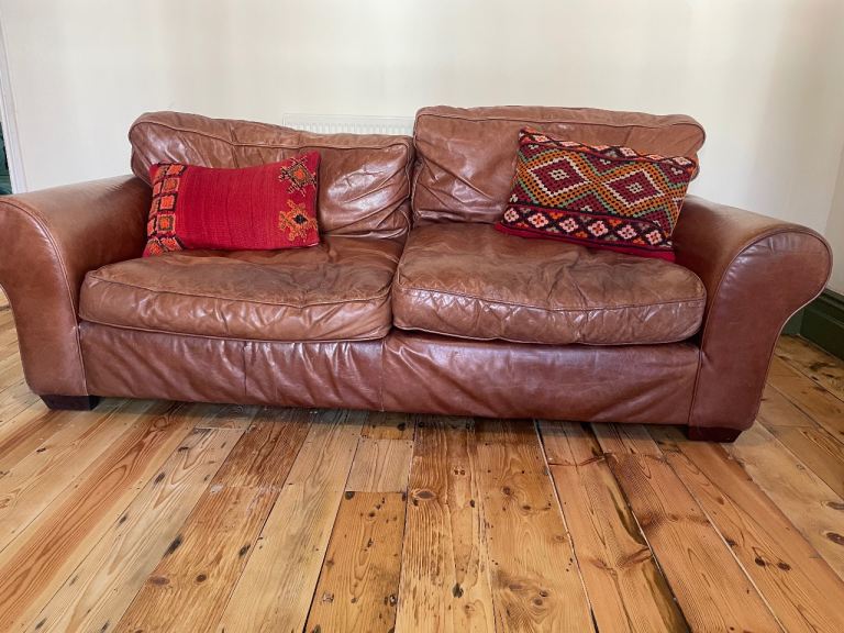 FREE - brown leather Laura Ashley sofa