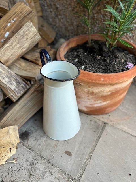 vintage enamel pitcher