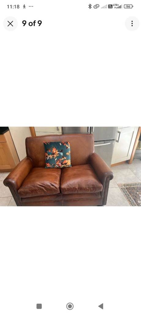 Quality Tetrad sofa purchased from John Lewis  in brown hand dyed leather