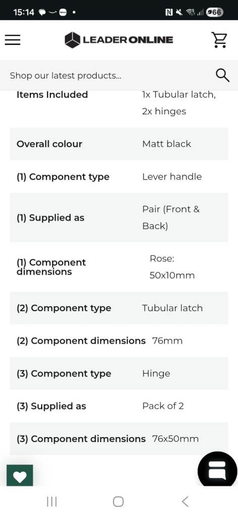 2 Sets of 2 Matt black door handle set