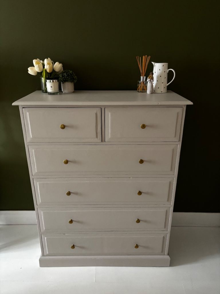 Solid oak 6 drawer chest