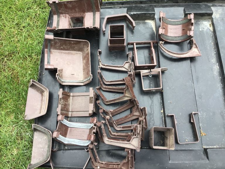 Assorted colour gutter fittings