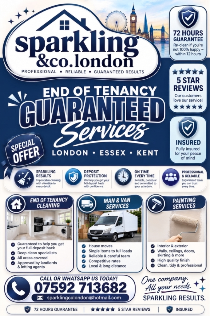 🏡Professional End of tenancy cheapest London Essex moving in deep Cleaning 