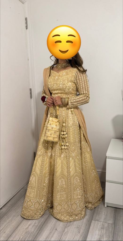 Asian/ Indian wedding Party Bridesmaid Lengha Suit Champagne Gold