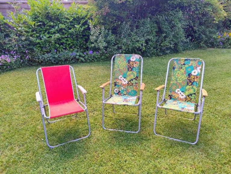 Three retro folding garden chairs 1970s -1980s