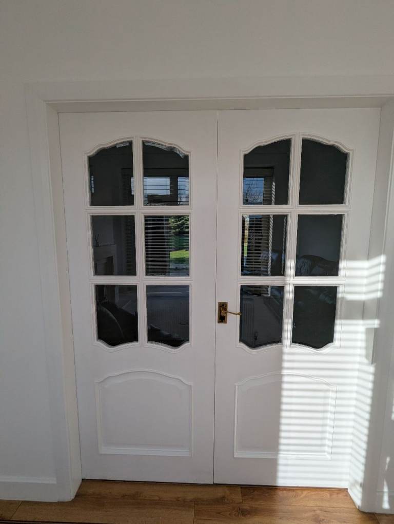 Solid Oak Painted White Glazed French Doors