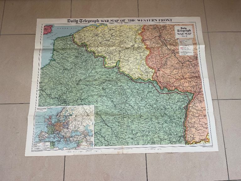 Daily Telegraph War Map of the Western Front No. 2 – Vintage, Fair Condition