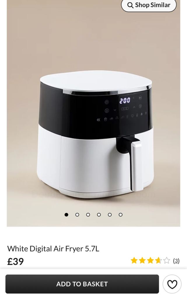 Reduced Now Only £12 ! Brand New White 5.7 Litre Digital Air Fryer