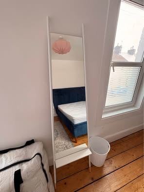 Tall white full length standing mirror 