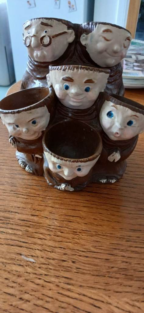 Vintage Ceramic Monk Egg Cups - Quirky & Fun