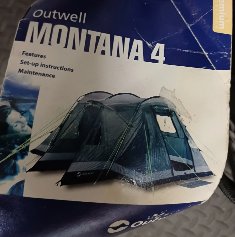Outwell Montana 4-person tent. 470 x 315 x 205mm H. Outtex fabric 6000 Green