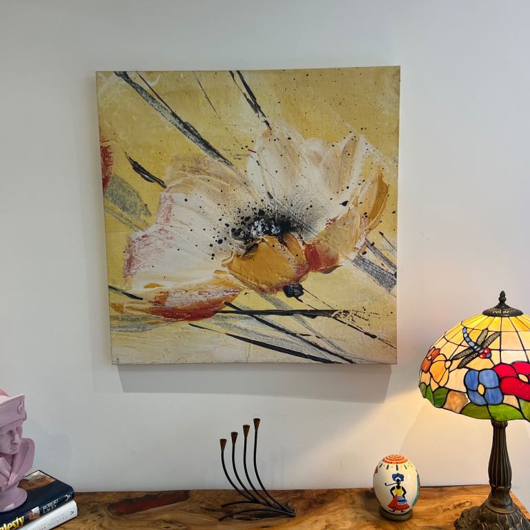 Large Abstract Floral Canvas Wall Art – 80 x 60 cm (Ready to Hang)