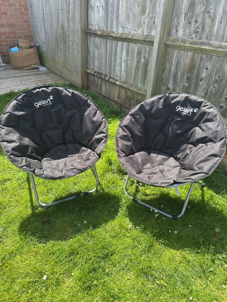 Two Gelert Moon Black Camping Chairs - Very Good Condition
