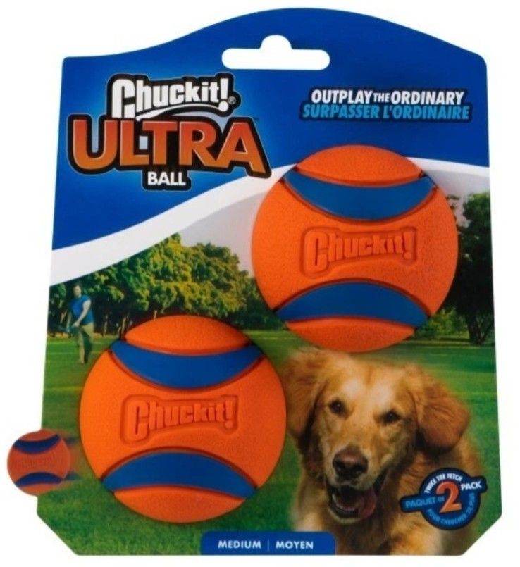 ChuckIt! Ultra Dog Ball – Tough, Bouncy, and Floats - 2 Pack Medium Size