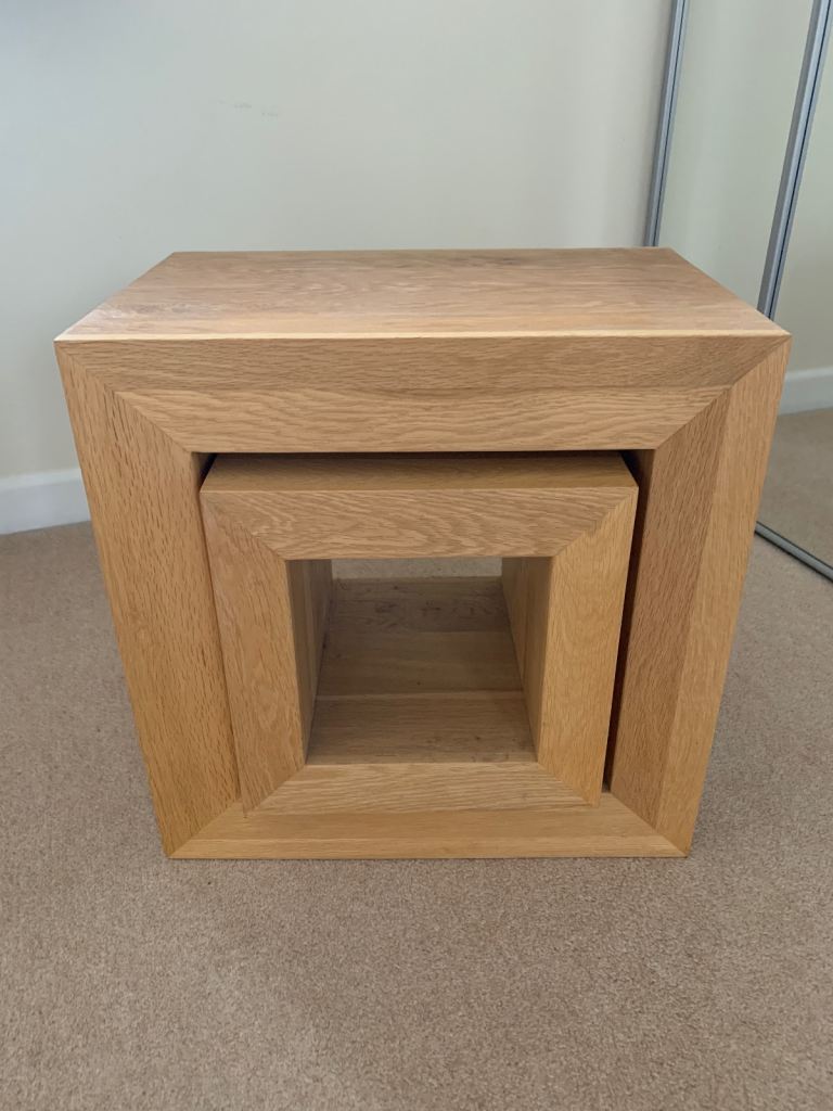 NEW PRICE!!! PAIR of SOLID OAK Nest of Tables 