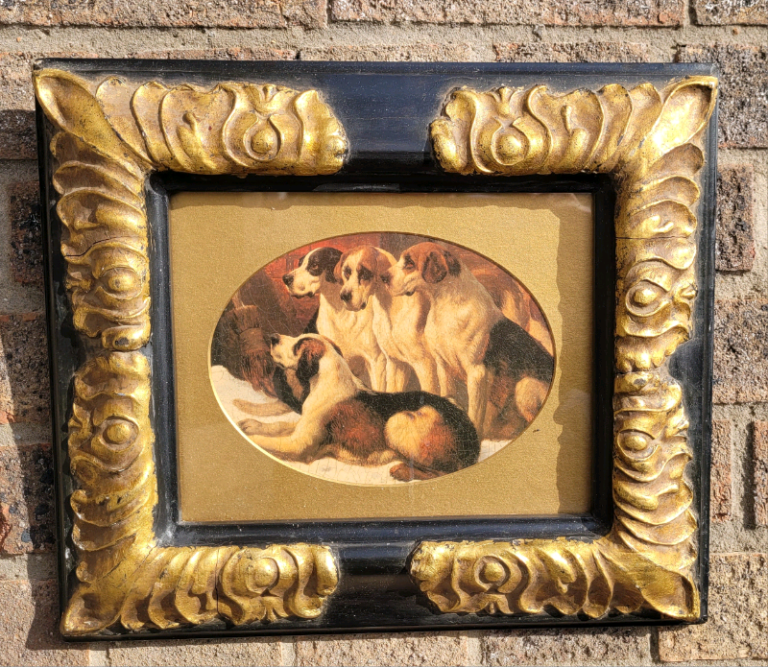 **£35** Unique Antique Framed Print of Hound Dogs 