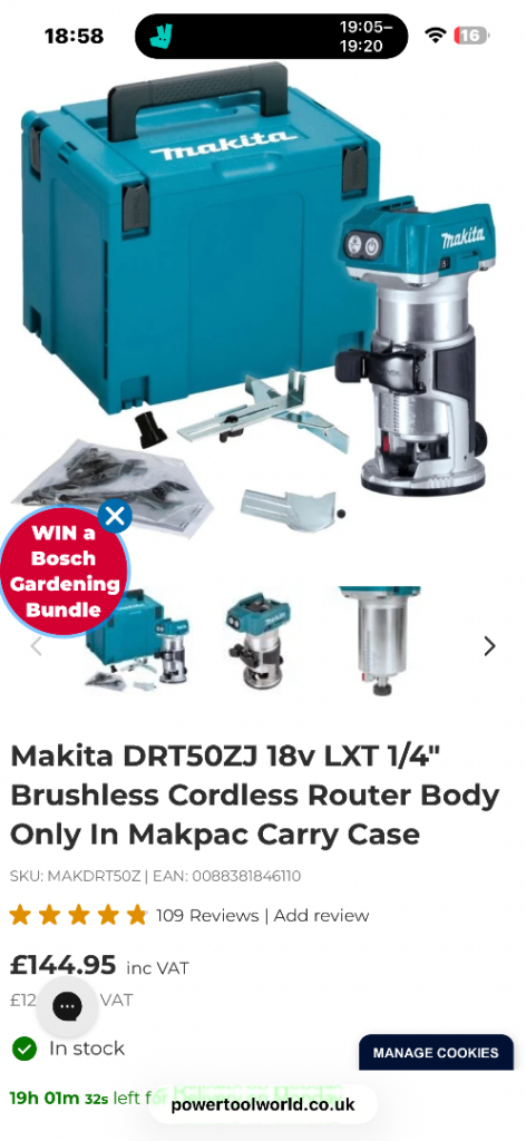 Makita DRT50ZJ 18v LXT 1/4" Cordless Router Body - NEW