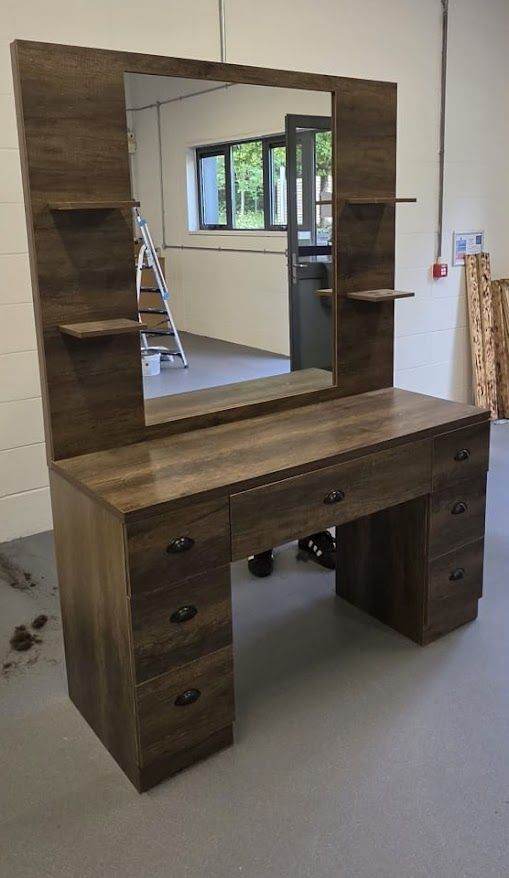 Barbers Station with Mirror & Storage