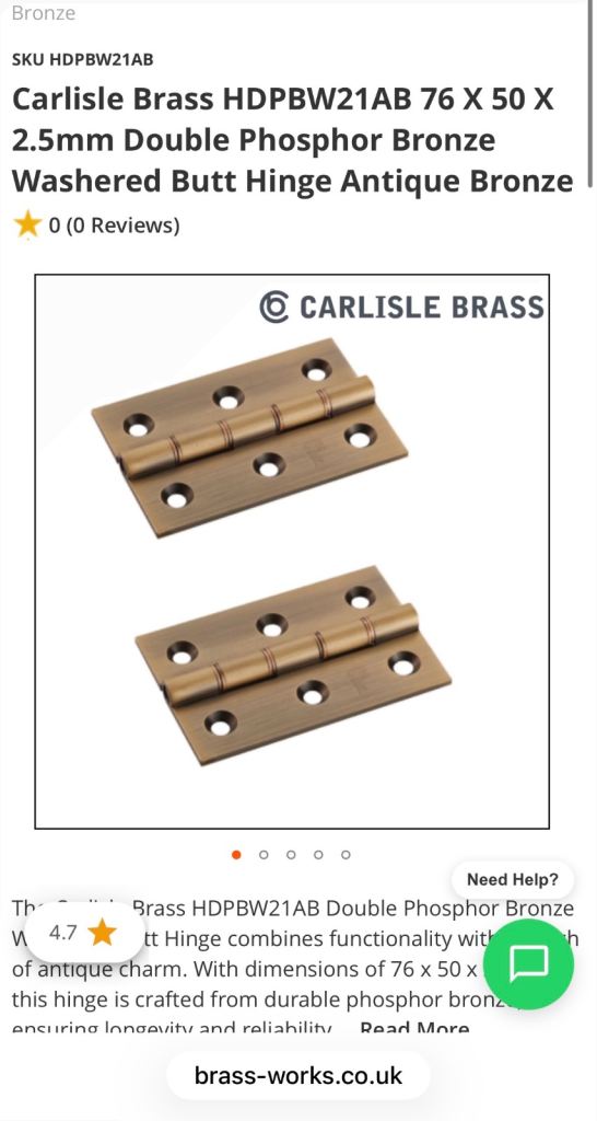 Brass door hinges
