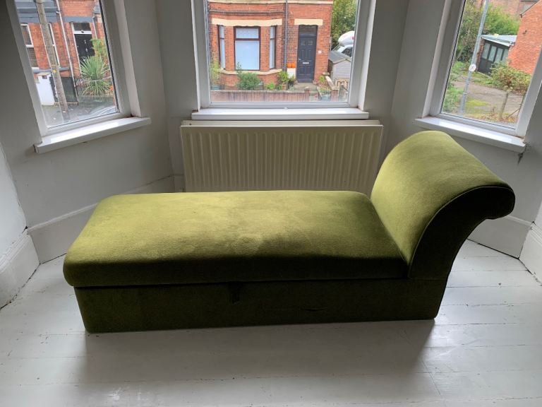 Vintage Green Velvet chaise long