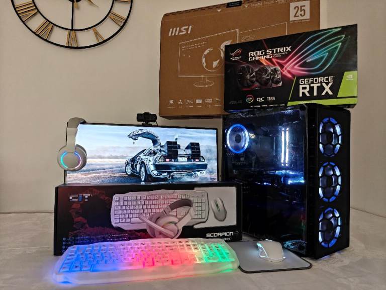 image for Full Gaming PC Desktop setup ROG (Ryzen 7, 32gb RAM, 1TB M.2 SSD, RTX 2080 Ti) and extras.