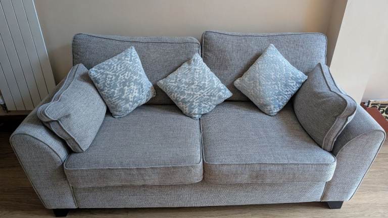 Zara grey fabric three piece suite 