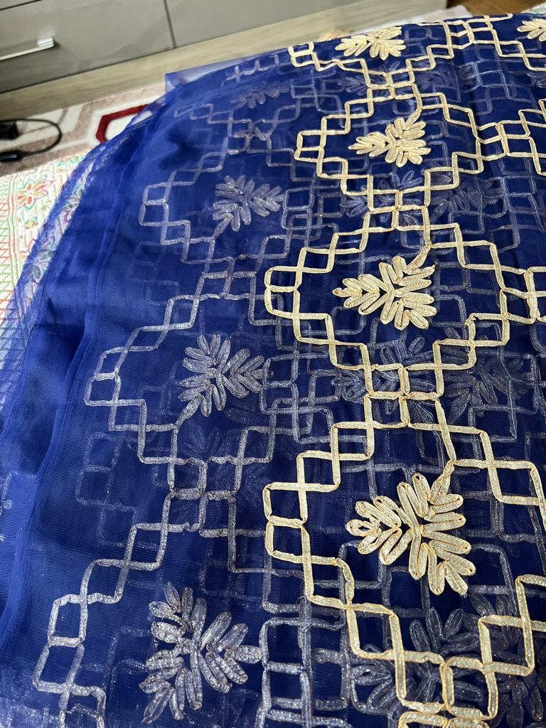 Goti Dori Work Net Duppata Navy asian Pakistani wedding