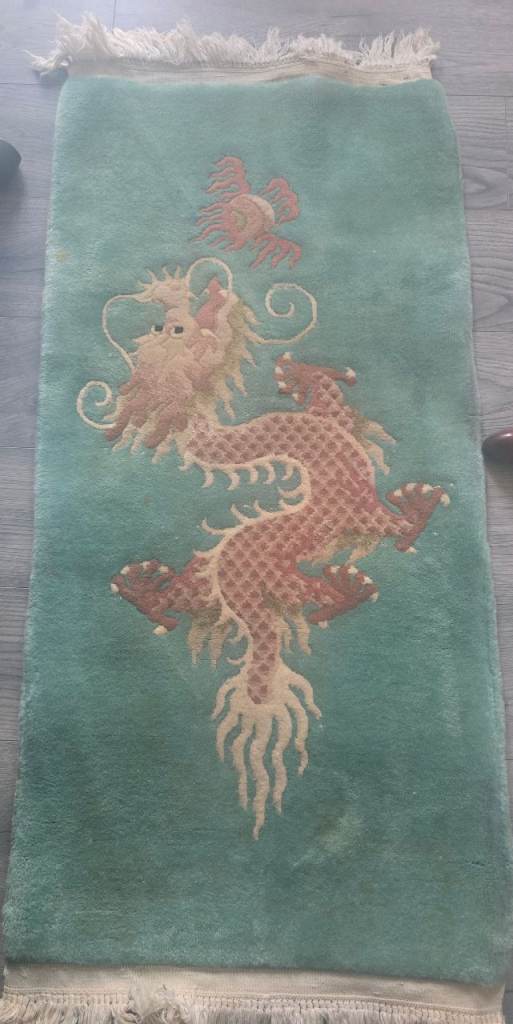 Vintage handmade Chinese wool rug runner x2