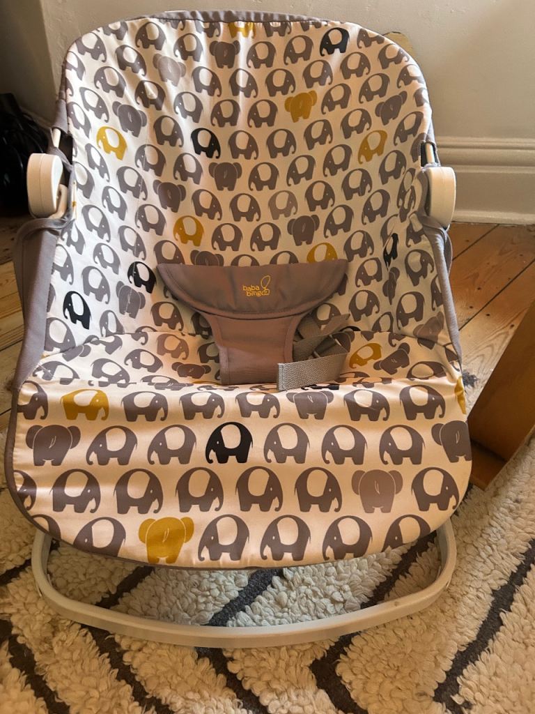 BabaBing Baby Bouncer - Elephant Print, Good Condition