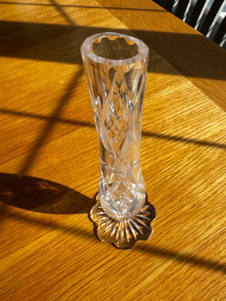 Crystal cut single stem vase