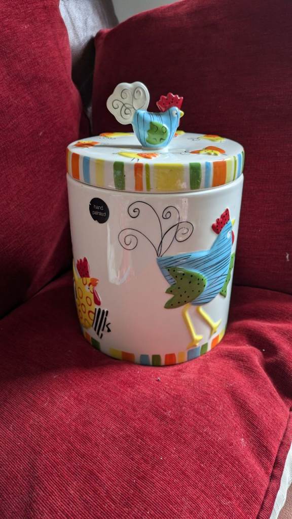 M&S Ceramic Chicken collection Biscuit Barrel / Cookie Jar - Good Condition
