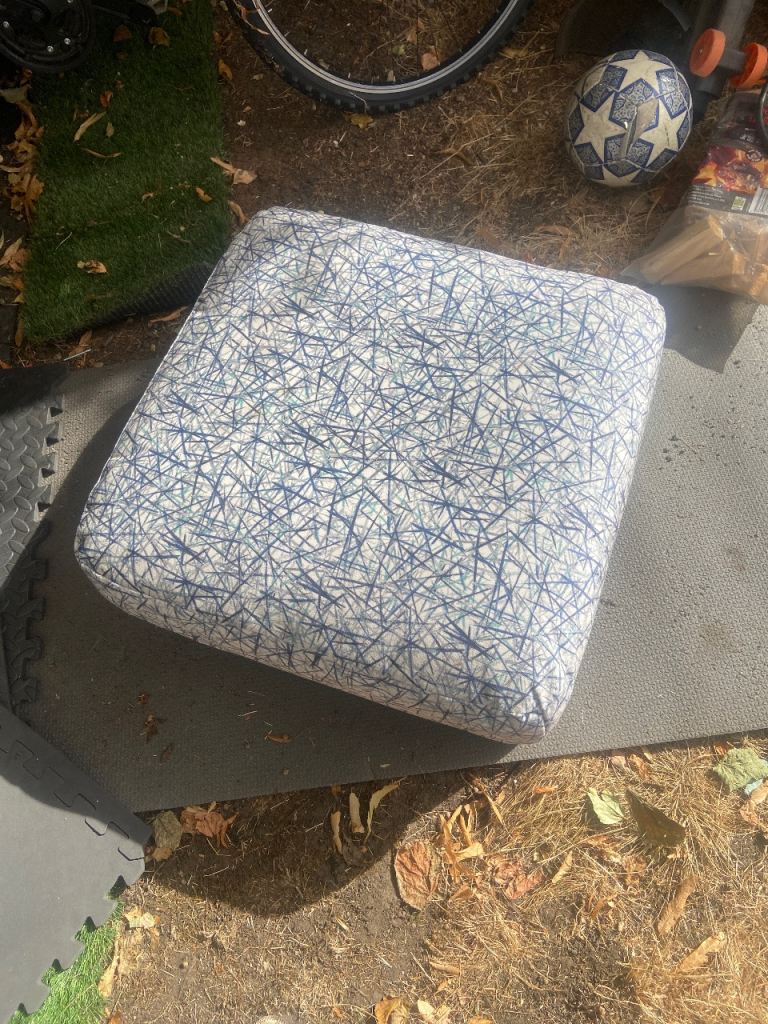 Square Fabric Cushion - Multicoloured Pattern, Good Condition