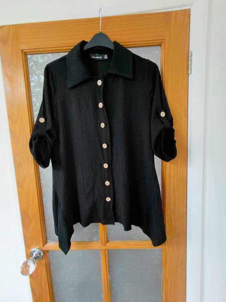 NINA LEONARD women's black new blouse size medium 