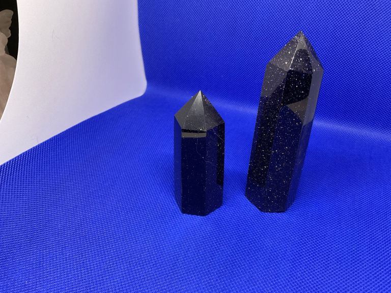 image for Blue Goldstone Sparkling Tower Healing Crystals x2 