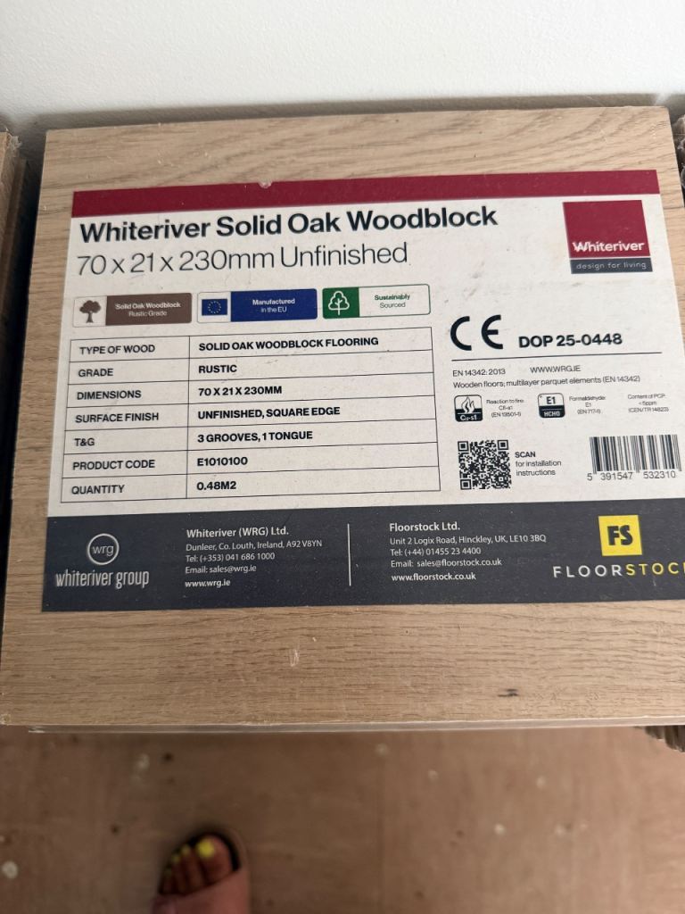 Whiteriver Solid Oak Woodblock 70 x 21 x 230mm Unfinished Solid Oak Woodblock Rustic Grade 