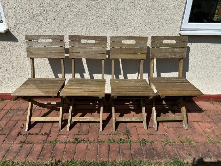 4 Quality Hardwood Folding Garden Chairs