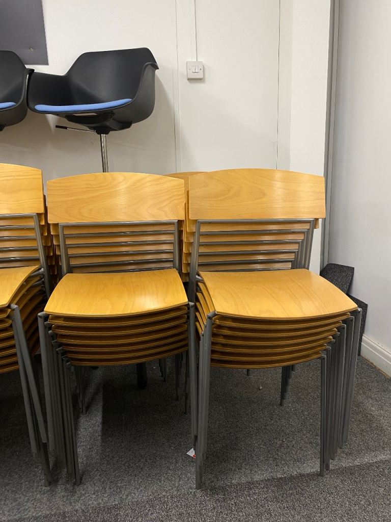  Stackable Wooden Café / Restaurant Chairs – £29 Each 🔥