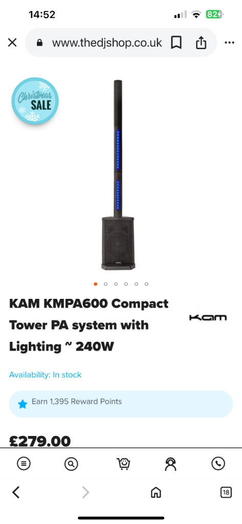 Kam Bluetooth Pa speaker system. With led lights in speakers 