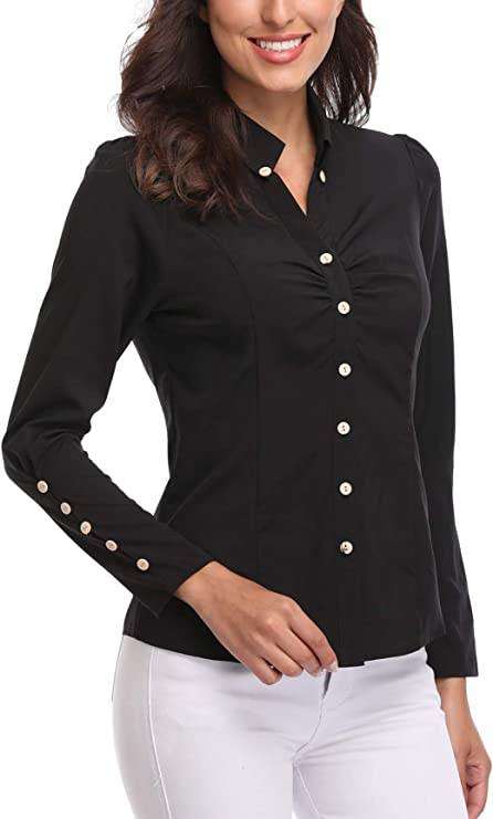 MISS MOLY Women's Formal V Neck Long Sleeve Blouse Top