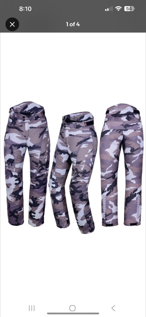 Motorbike Motorcycle Waterproof Cordura Textile Trousers Pants Armoured Camouflage 