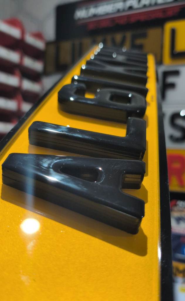 12mm Black 4D Gel Car Number Plates - Road Legal