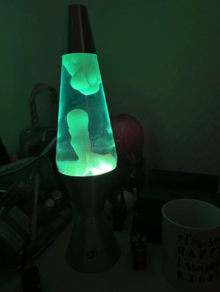 Vintage Lava Lamp - Blue/Green with Steel Base