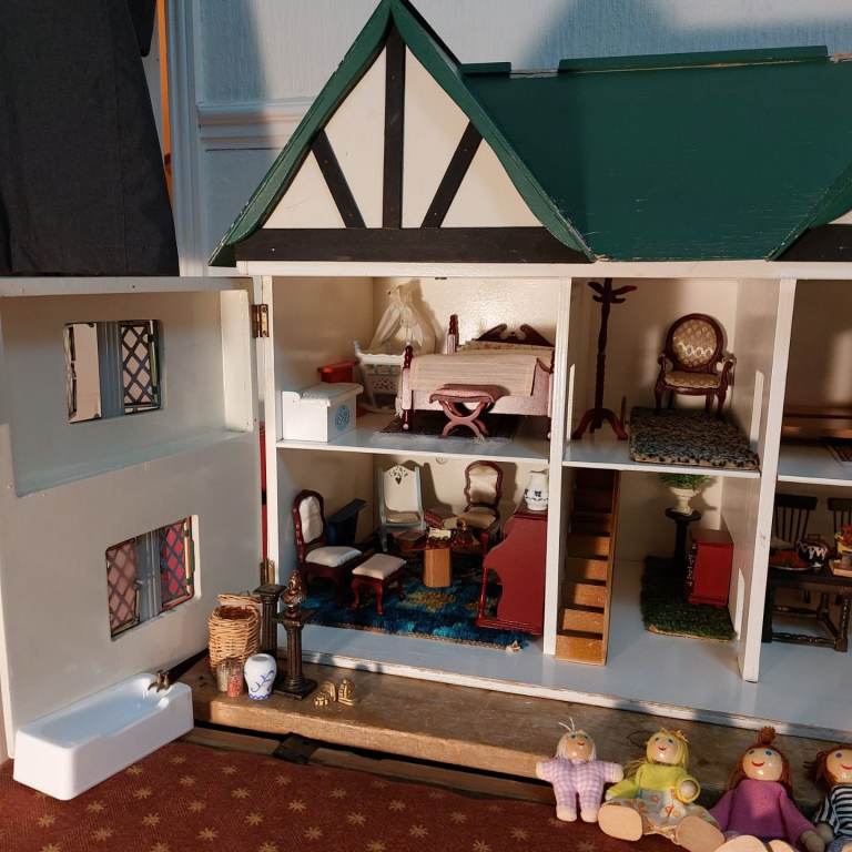 Vintage dolls house with furniture 